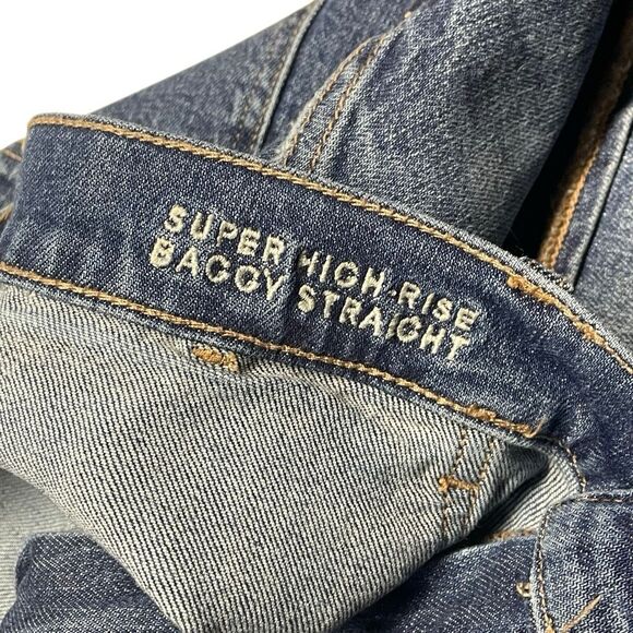 AE Stretch Super High-Rise Baggy Straight Pocket Jeans - Picture 5 of 10